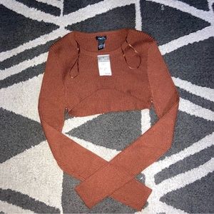 Rue21 Brown cropped long sleeve knit top, New with tag